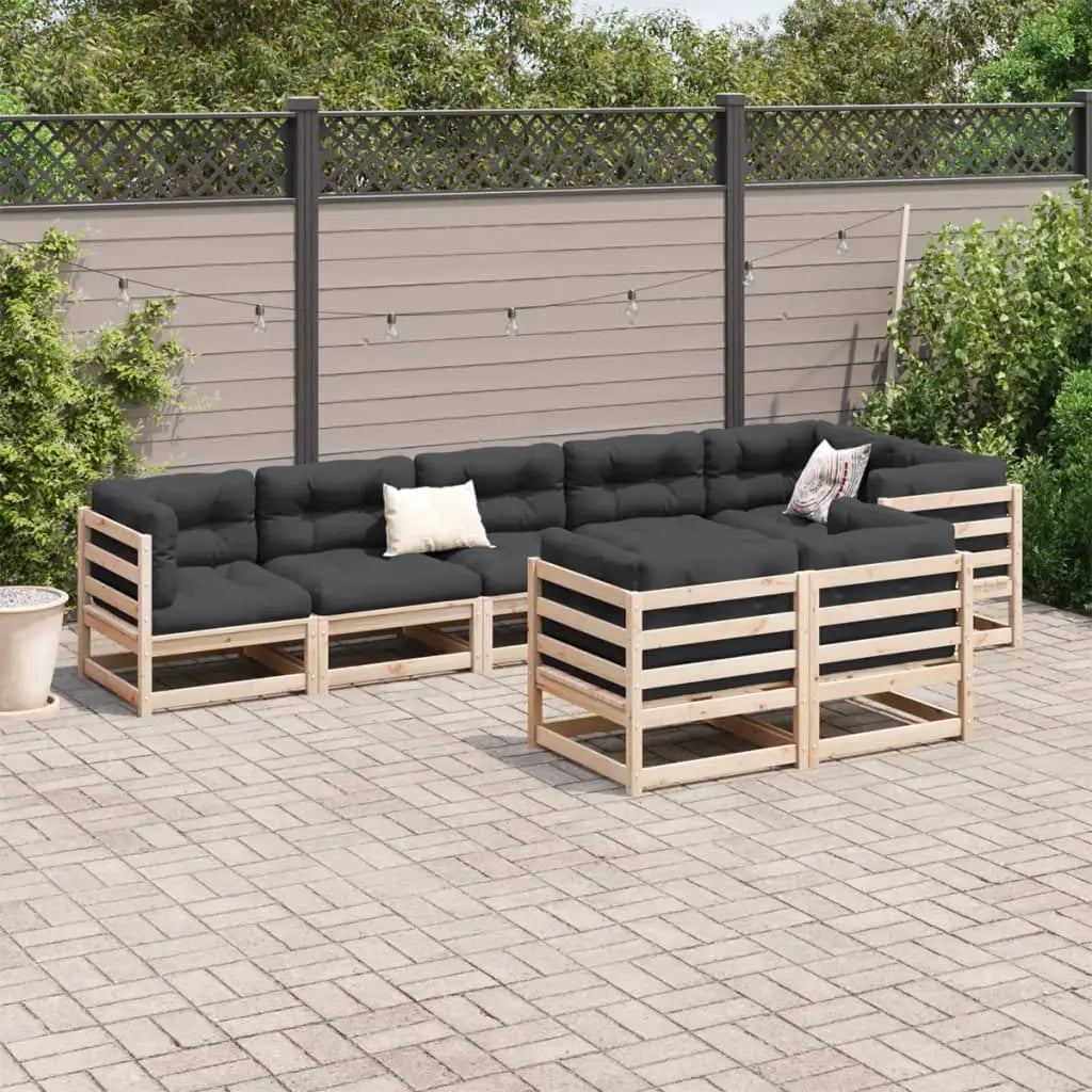vidaXL 8 Piece Patio Sofa Set Solid Wood Pine - Outdoor Furniture Set