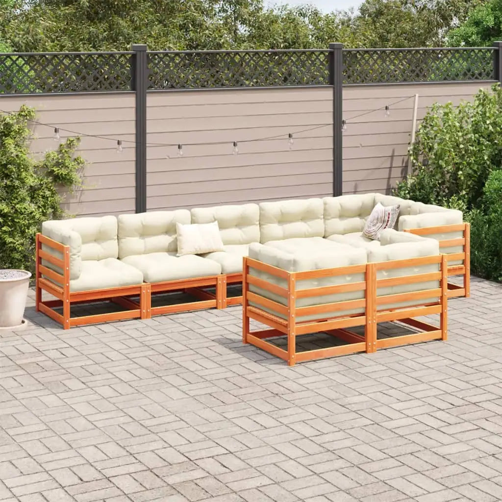 vidaXL 8 Piece Patio Sofa Set Wax Brown Solid Wood Pine - Sofa Set