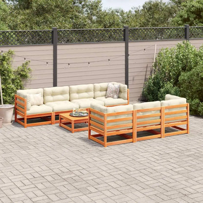 vidaXL 8 Piece Patio Sofa Set Wax Brown Solid Wood Pine - Outdoor Furniture Set