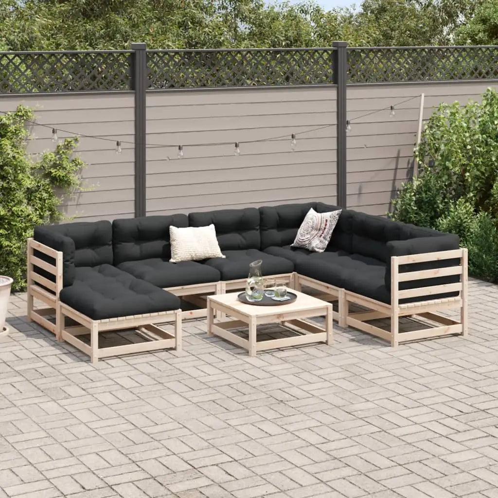 vidaXL 8 Piece Patio Sofa Set with Cushions Solid Wood Pine - Outdoor Sofa Set