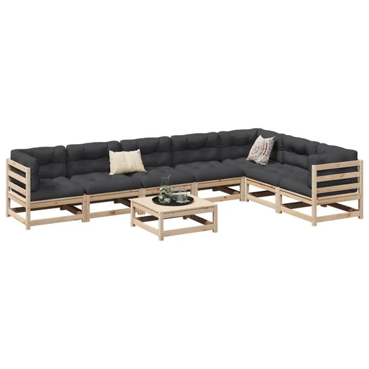 vidaXL 8 Piece Patio Sofa Set with Cushions Solid Wood Pine - Outdoor Sofa Set