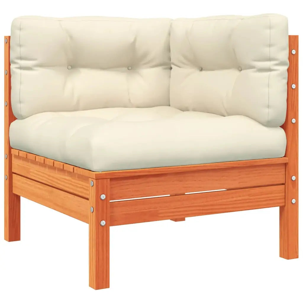 vidaXL 8 Piece Patio Sofa Set with Cushions Wax Brown Solid Wood Pine - Wax brown / 1 piece - Outdoor Sofa Set