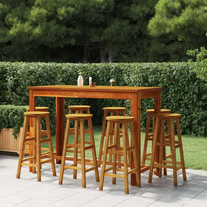 vidaXL 9 Piece Patio Bar Set Solid Wood Acacia - Patio Furniture Set