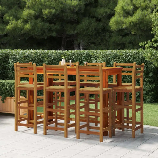 vidaXL 9 Piece Patio Bar Set Solid Wood Acacia - Outdoor Furniture Set