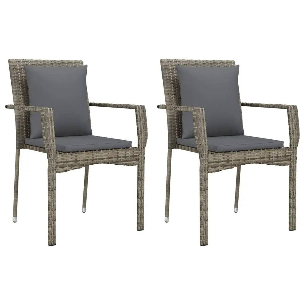 vidaXL 9 Piece Patio Dining Set with Cushions Gray Poly Rattan - Furniture > Outdoor Furniture > Outdoor Furniture Sets