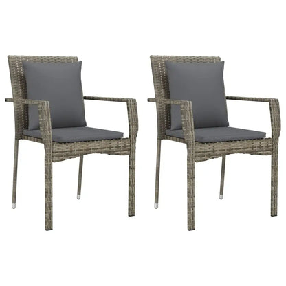 vidaXL 9 Piece Patio Dining Set with Cushions Gray Poly Rattan - Furniture > Outdoor Furniture > Outdoor Furniture Sets