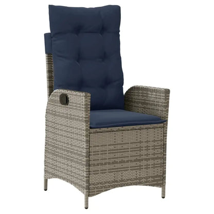 vidaXL 9 Piece Patio Dining Set with Cushions Gray Poly Rattan - Dining Set