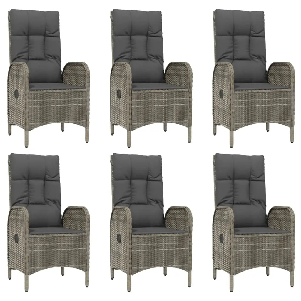 vidaXL 9 Piece Patio Dining Set with Cushions Gray Poly Rattan - Dining Set