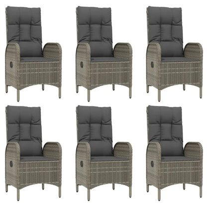 vidaXL 9 Piece Patio Dining Set with Cushions Gray Poly Rattan - Dining Set