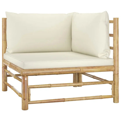vidaXL 9 Piece Patio Lounge Set with Cream White Cushions Bamboo - Outdoor Lounge Set