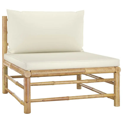 vidaXL 9 Piece Patio Lounge Set with Cream White Cushions Bamboo - Outdoor Lounge Set