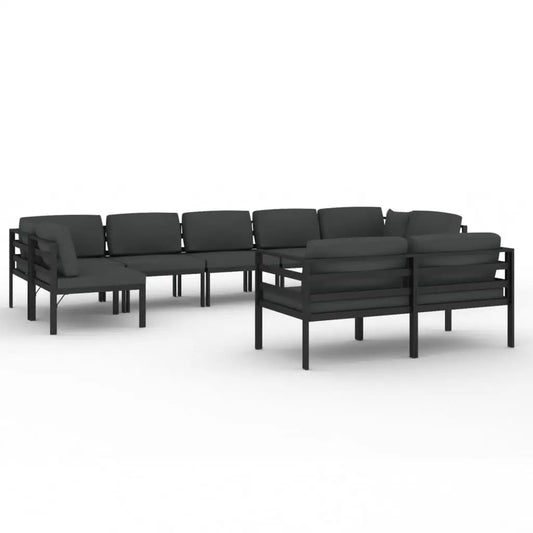 vidaXL 9 Piece Patio Lounge Set with Cushions Aluminum Anthracite - Lounge Set