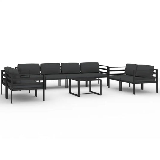 vidaXL 9 Piece Patio Lounge Set with Cushions Aluminum Anthracite - Patio Furniture Set