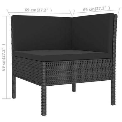 vidaXL 9 Piece Patio Lounge Set with Cushions Poly Rattan Black - Lounge Set