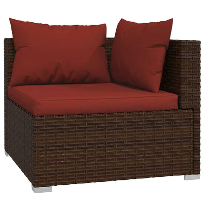 vidaXL 9 Piece Patio Lounge Set with Cushions Poly Rattan Brown - Outdoor Furniture Set