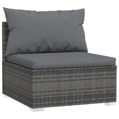 vidaXL 9 Piece Patio Lounge Set with Cushions Poly Rattan Gray - Patio Furniture Set