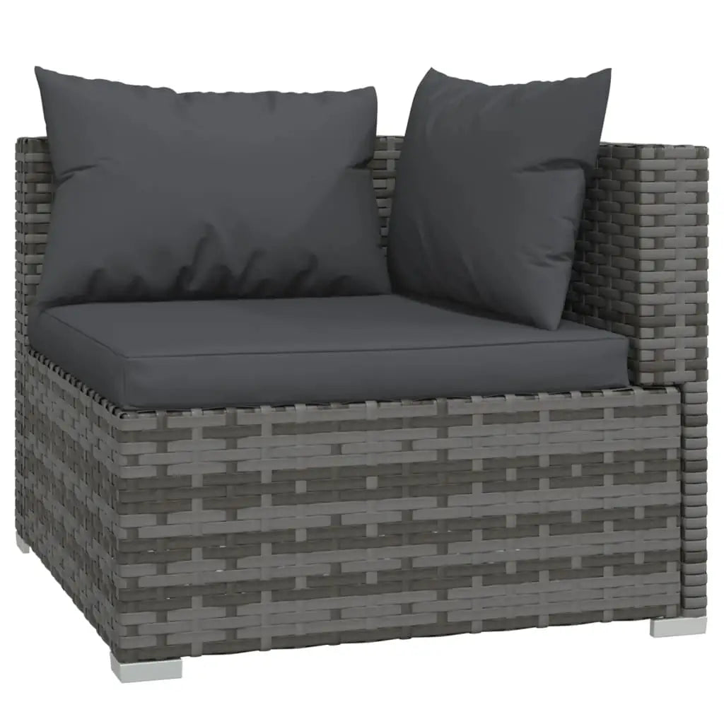 vidaXL 9 Piece Patio Lounge Set with Cushions Poly Rattan Gray - Patio Furniture Set