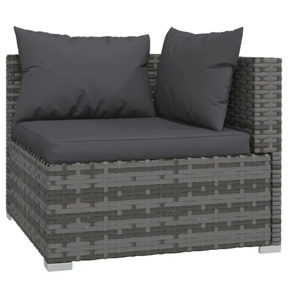vidaXL 9 Piece Patio Lounge Set with Cushions Poly Rattan Gray - Patio Furniture Set