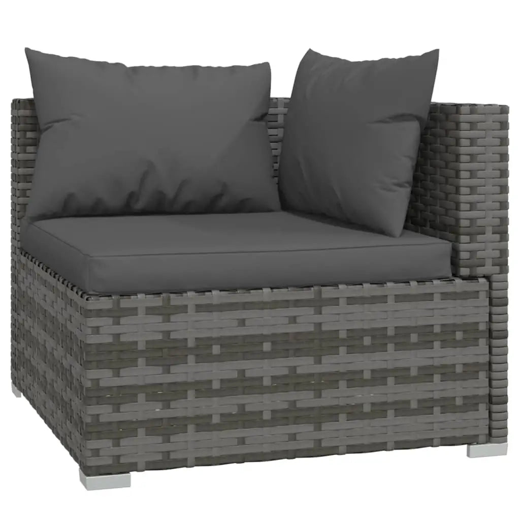 vidaXL 9 Piece Patio Lounge Set with Cushions Poly Rattan Gray - Patio Furniture Set