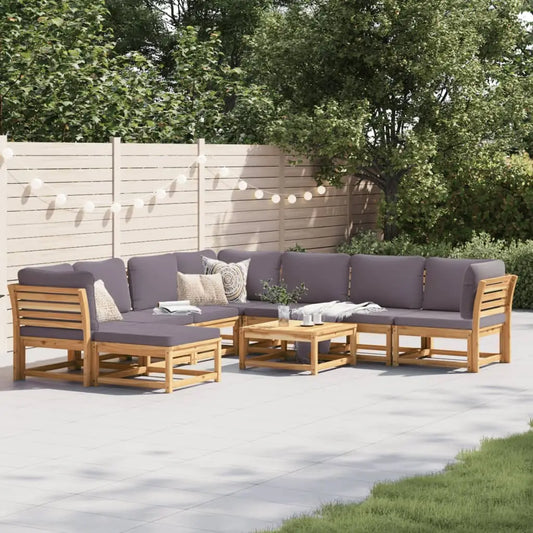 vidaXL 9 Piece Patio Lounge Set with Cushions Solid Wood Acacia - Outdoor Sofa Set