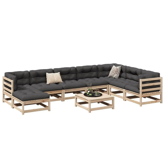 vidaXL 9 Piece Patio Sofa Set Solid Wood Pine - Furniture > Outdoor Furniture > Outdoor Furniture Sets