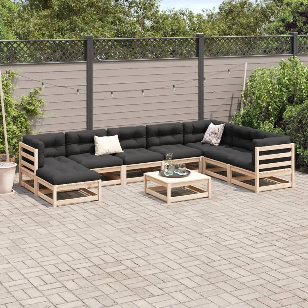 vidaXL 9 Piece Patio Sofa Set Solid Wood Pine - Furniture > Outdoor Furniture > Outdoor Furniture Sets