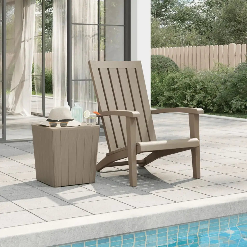 vidaXL Adirondack Chair Outdoor Furniture Lawn Chair for Deck Polypropylene - Light brown / 1 pcs - Outdoor Chair