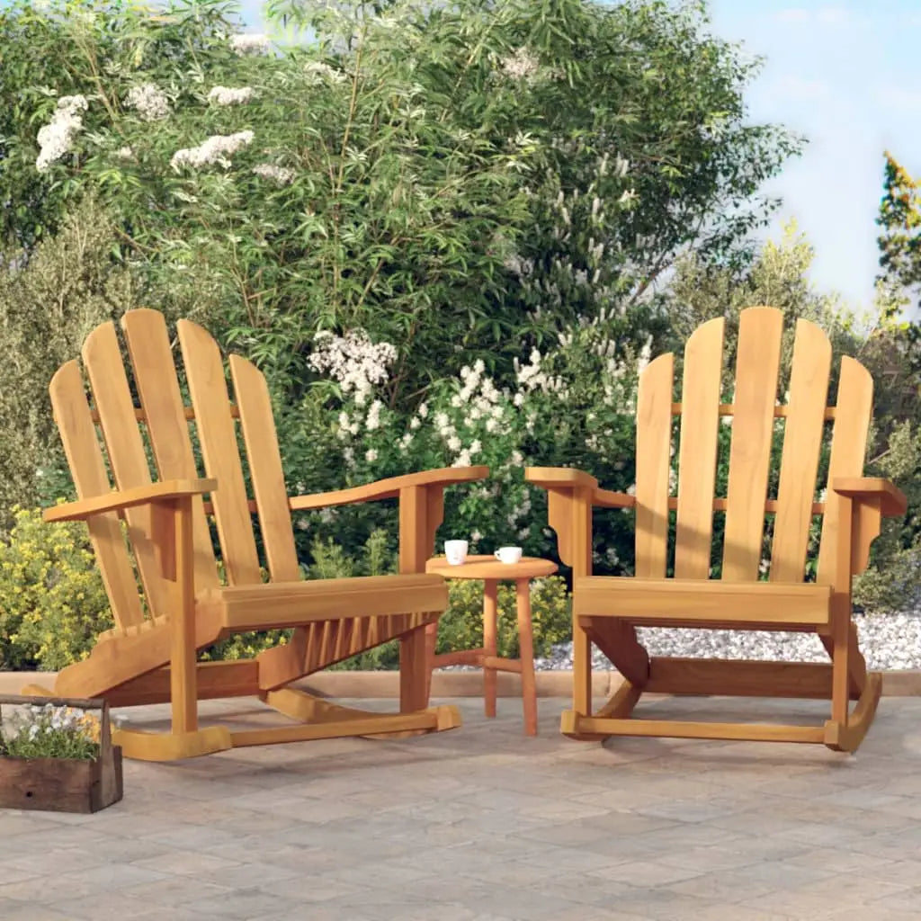 vidaXL Adirondack Chair Patio Lawn Chair Weather Resistant Solid Wood Teak - 2 pcs - Outdoor Chairs