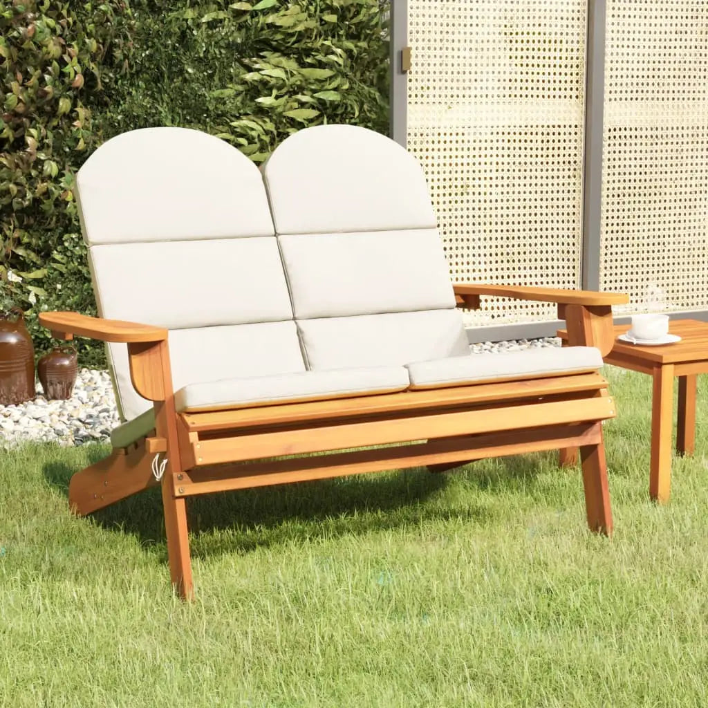 vidaXL Adirondack Patio Bench with Cushions 49.6’’ Solid Wood Acacia - Outdoor Bench