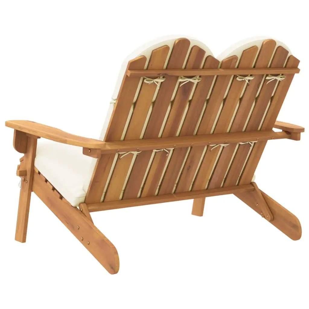 vidaXL Adirondack Patio Bench with Cushions 49.6’’ Solid Wood Acacia - Outdoor Bench