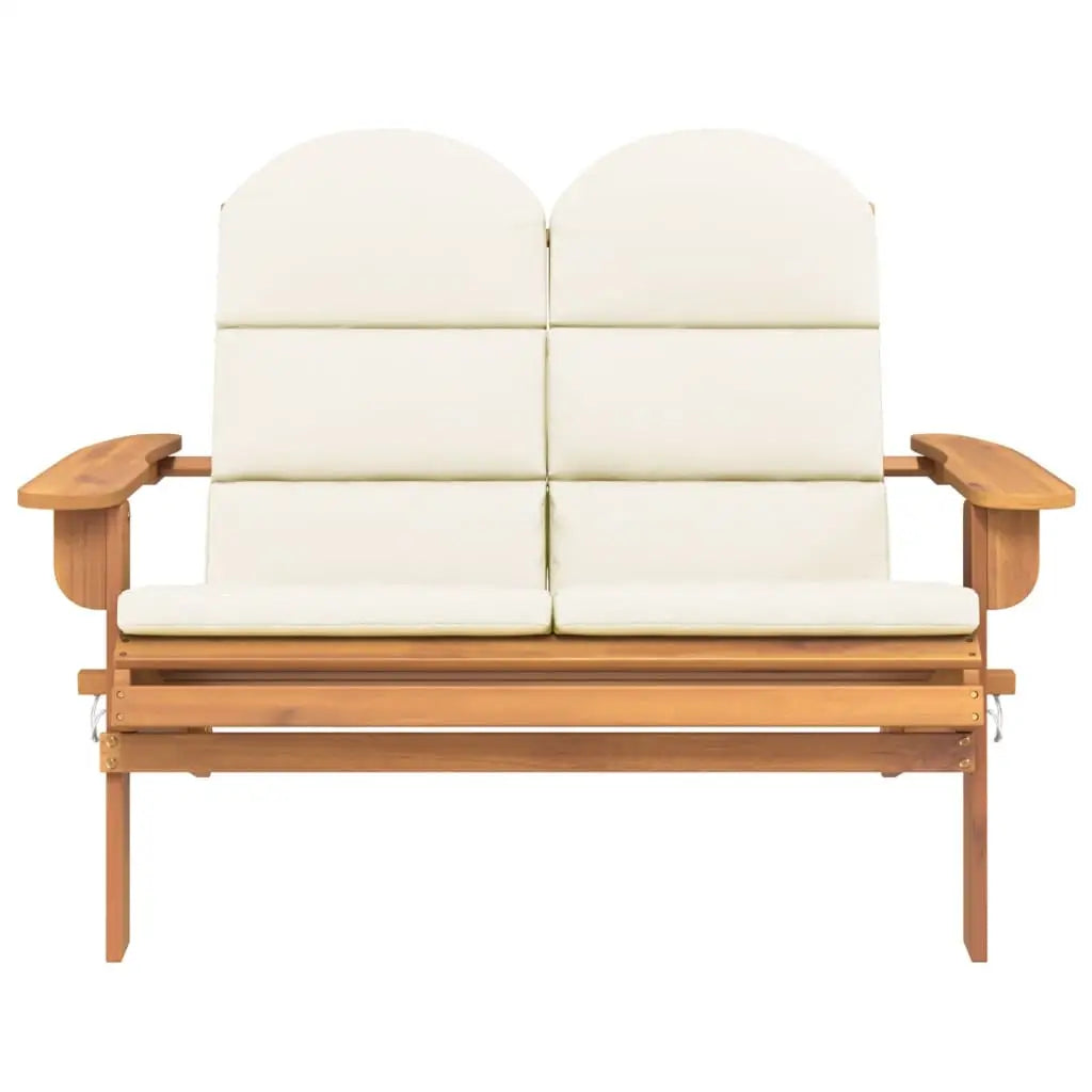 vidaXL Adirondack Patio Bench with Cushions 49.6’’ Solid Wood Acacia - Outdoor Bench