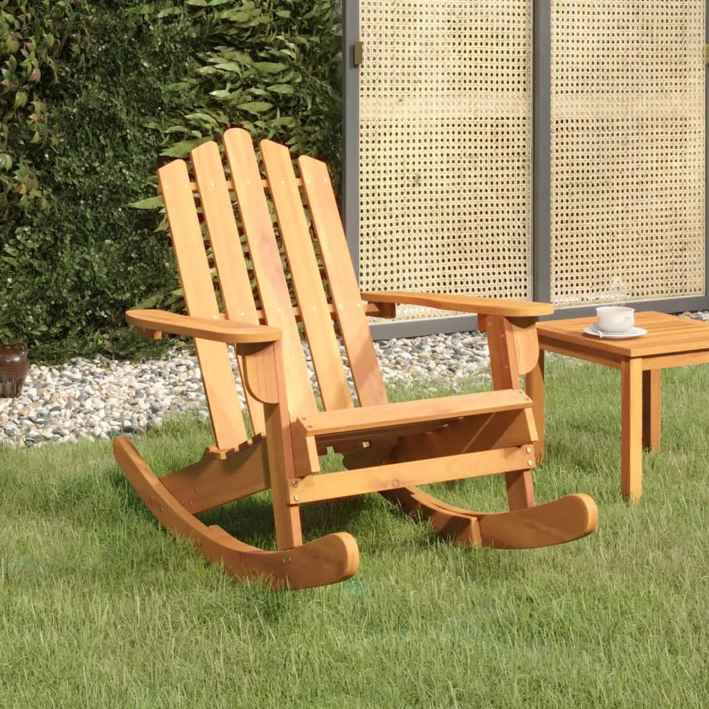 vidaXL Adirondack Rocking Chair Porch Rocker with High Back Solid Wood Acacia - Brown - Rocking Chair