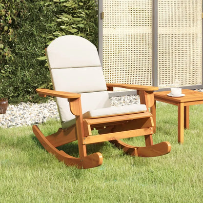 vidaXL Adirondack Rocking Chair Porch Rocker with High Back Solid Wood Acacia - Brown and cream - Rocking Chair
