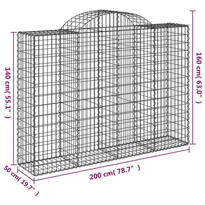 vidaXL Arched Gabion Basket 78.7’’x19.7’’x55.1’’/63’’ Galvanized Iron - Home & Garden > Lawn & Garden > Gardening >