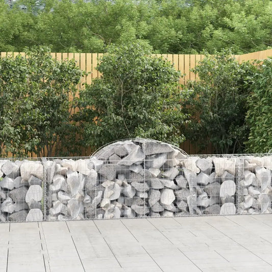 vidaXL Arched Gabion Baskets 2 pcs 78.7’’x19.7’’x23.6’’/31.5’’ Galvanized Iron - Gabion Baskets