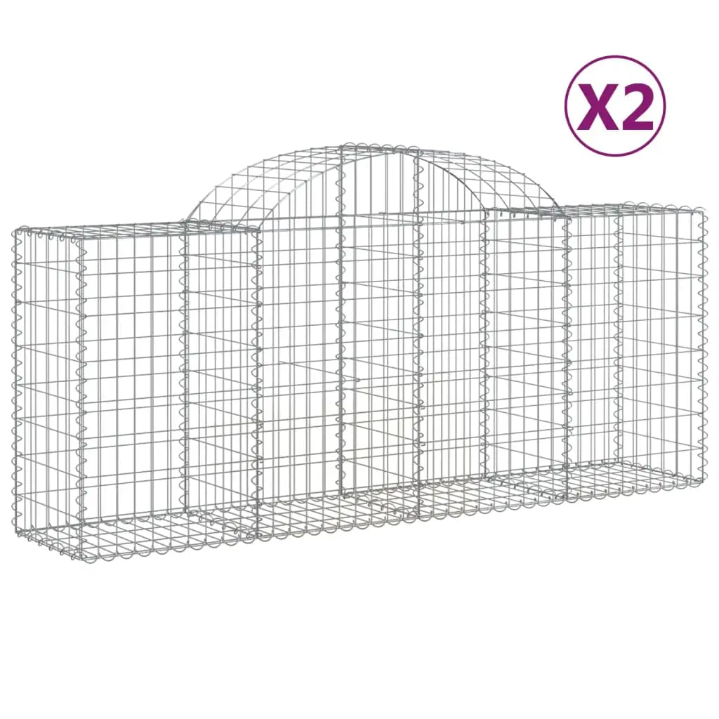 vidaXL Arched Gabion Baskets 2 pcs 78.7’’x19.7’’x31.5’’/39.4’’ Galvanized Iron - Home & Garden > Lawn & Garden >
