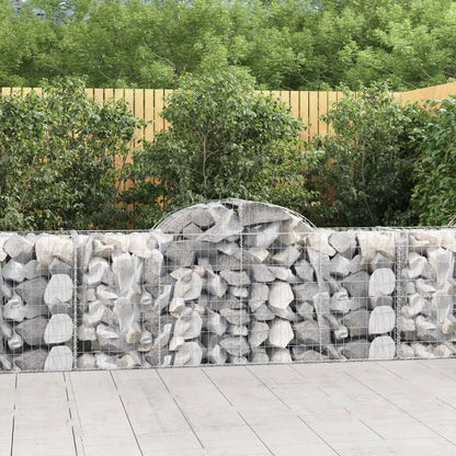 vidaXL Arched Gabion Baskets 2 pcs 78.7’’x19.7’’x31.5’’/39.4’’ Galvanized Iron - Home & Garden > Lawn & Garden >