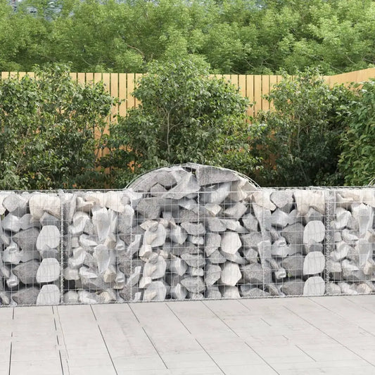 vidaXL Arched Gabion Baskets 2 pcs 78.7’’x19.7’’x31.5’’/39.4’’ Galvanized Iron - Home & Garden > Lawn & Garden >