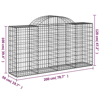 vidaXL Arched Gabion Baskets 2 pcs 78.7’’x19.7’’x39.4’’/47.2’’ Galvanized Iron - Home & Garden > Lawn & Garden >