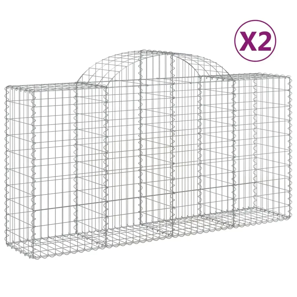 vidaXL Arched Gabion Baskets 2 pcs 78.7’’x19.7’’x39.4’’/47.2’’ Galvanized Iron - Home & Garden > Lawn & Garden >
