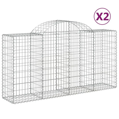 vidaXL Arched Gabion Baskets 2 pcs 78.7’’x19.7’’x39.4’’/47.2’’ Galvanized Iron - Home & Garden > Lawn & Garden >