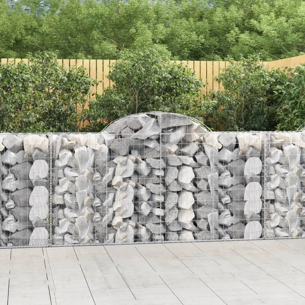 vidaXL Arched Gabion Baskets 2 pcs 78.7’’x19.7’’x39.4’’/47.2’’ Galvanized Iron - Home & Garden > Lawn & Garden >