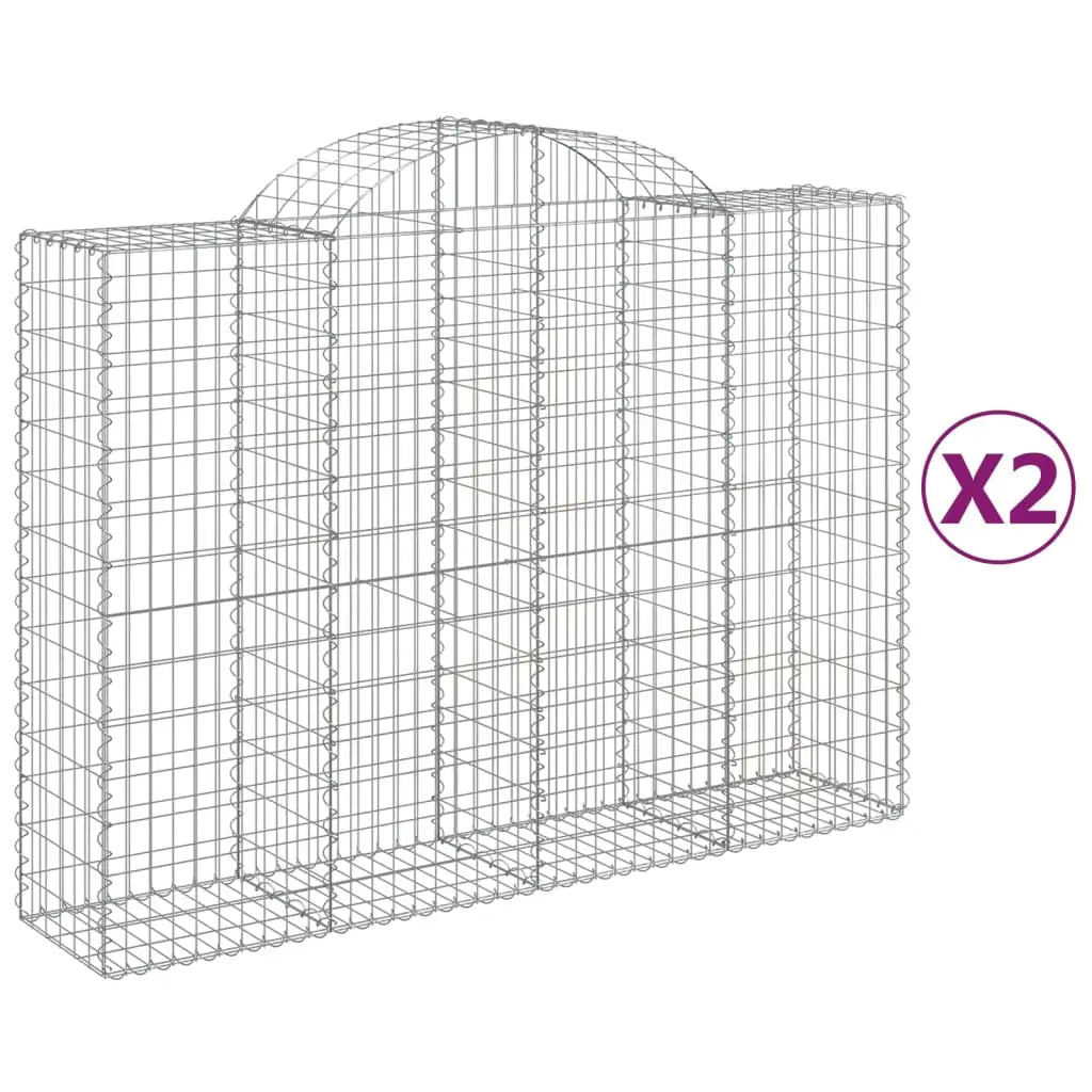 vidaXL Arched Gabion Baskets 2 pcs 78.7’’x19.7’’x55.1’’/63’’ Galvanized Iron - Home & Garden > Lawn & Garden >