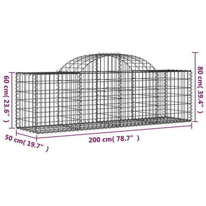 vidaXL Arched Gabion Baskets 4 pcs 78.7’’x19.7’’x23.6’’/31.5’’ Galvanized Iron - Home & Garden > Lawn & Garden >