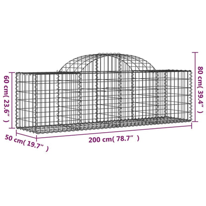 vidaXL Arched Gabion Baskets 5 pcs 78.7’’x19.7’’x23.6’’/31.5’’ Galvanized Iron - Home & Garden > Lawn & Garden >