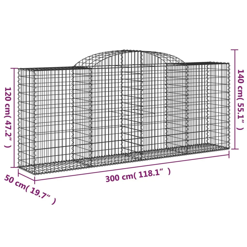 vidaXL Arched Gabion Baskets 6 pcs 118.1’’x19.7’’x47.2’’/55.1’’ Galvanized Iron - Home & Garden > Lawn & Garden >