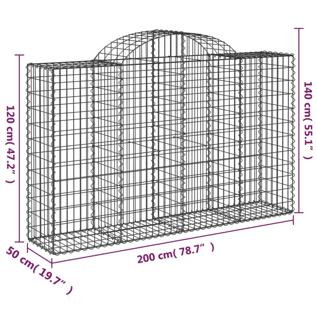 vidaXL Arched Gabion Baskets 7 pcs 78.7’’x19.7’’x47.2’’/55.1’’ Galvanized Iron - Home & Garden > Lawn & Garden >