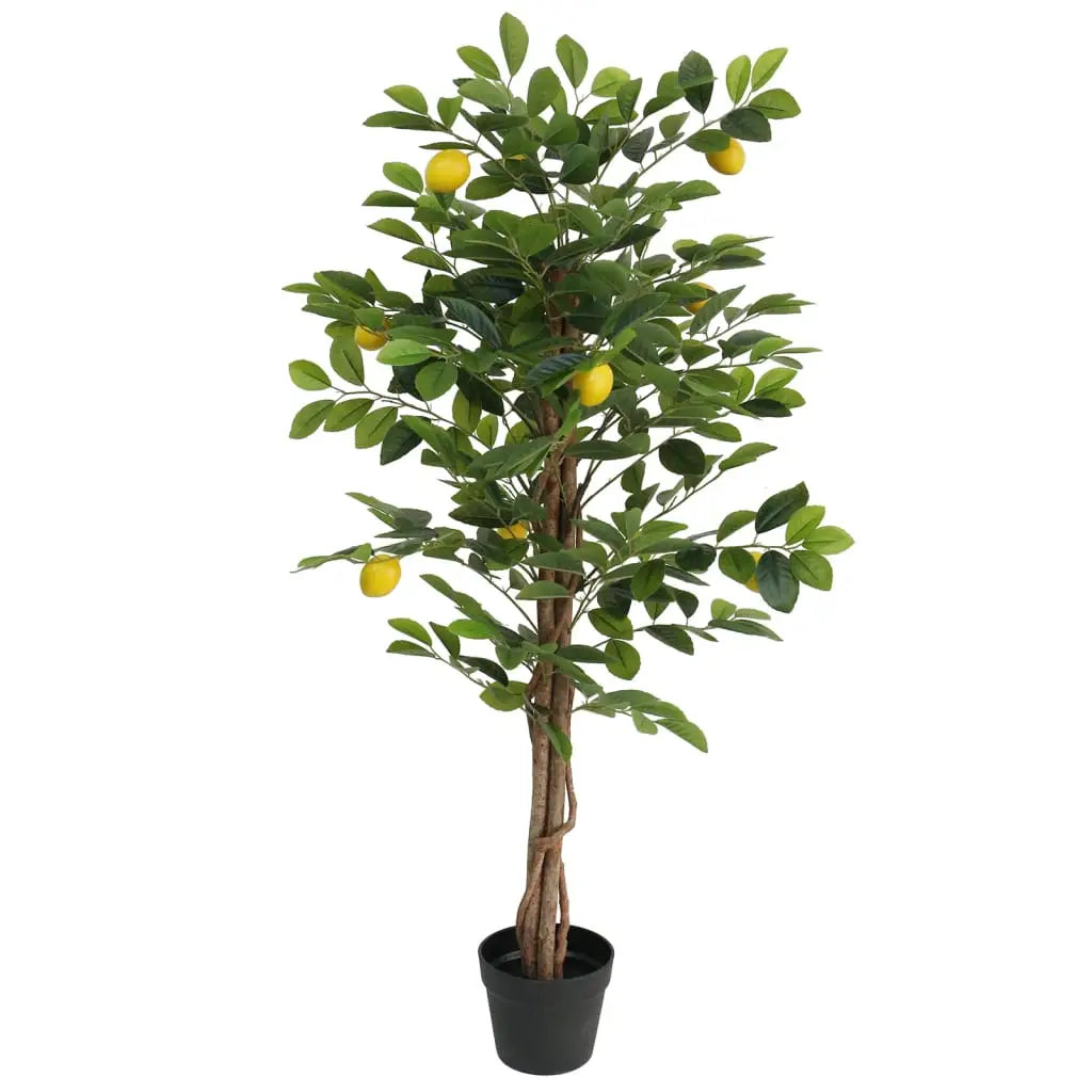 vidaXL Artificial Lemon Tree with 3 Trunks Green 33.5’’ PP - 47.2’’ - Artificial Tree