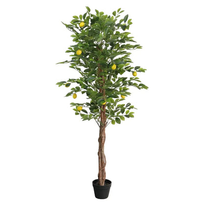 vidaXL Artificial Lemon Tree with 3 Trunks Green 33.5’’ PP - 70.9’’ - Artificial Tree