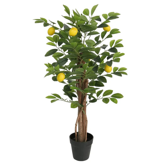 vidaXL Artificial Lemon Tree with 3 Trunks Green 33.5’’ PP - 33.5’’ - Artificial Tree